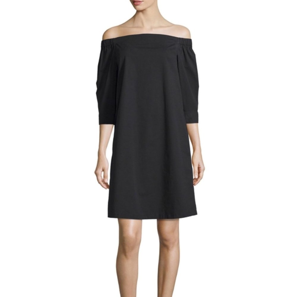 THEORY ZIZINNA OFF THE SHOULDER POPLIN DRESS